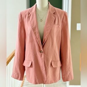 Women's Orvis Pink‎ Linen Blend Blazer, Fully Lined, Size 14